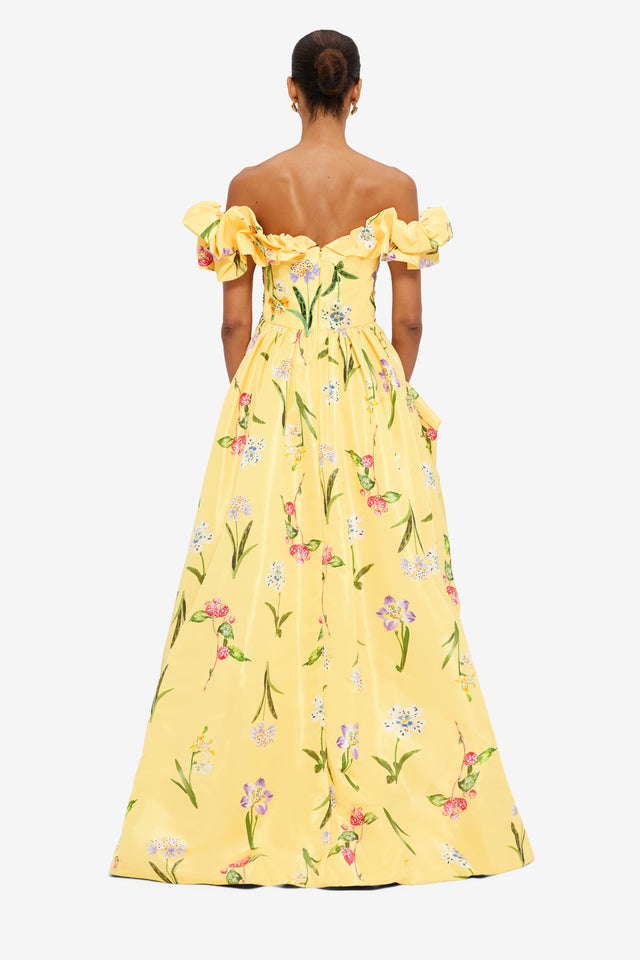 Exclusive Leo Lin Maxime Voluminous Gown in Wild Flower in Sorbet