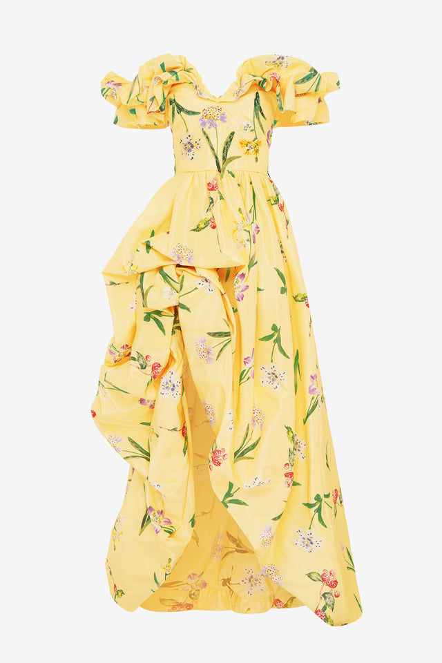Exclusive Leo Lin Maxime Voluminous Gown in Wild Flower in Sorbet