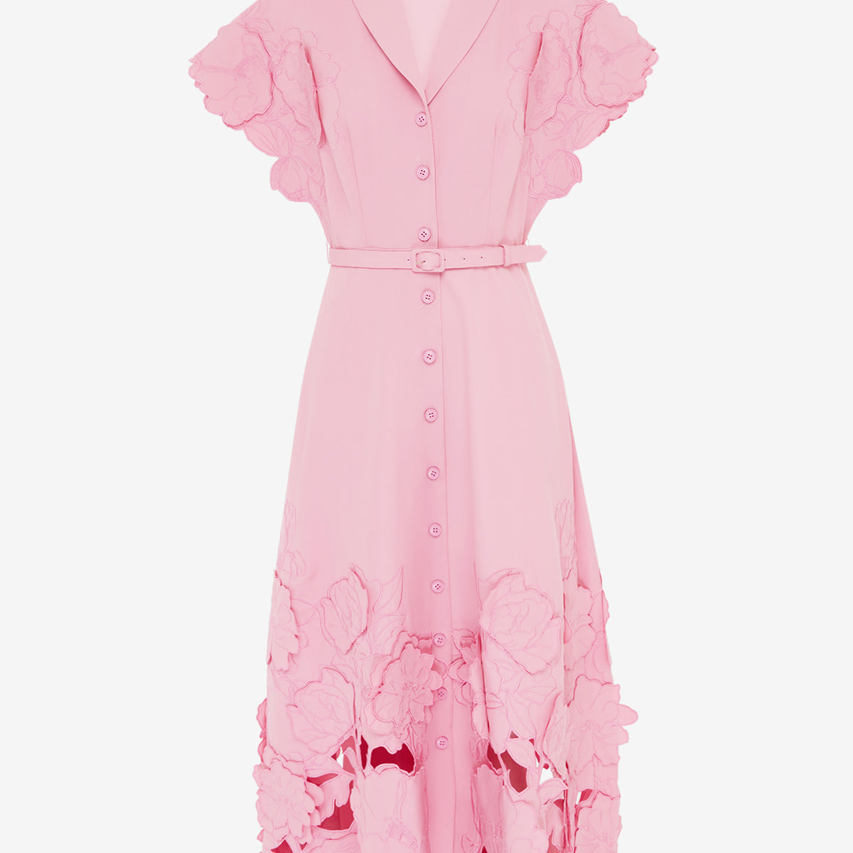 Aubrey Appliqu Shirt Midi Dress - Flamingo LEO LIN Aubrey Appliqu Shirt Midi Dress - Flamingo LEO LIN