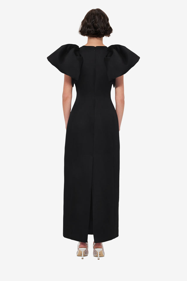 Exclusive Leo Lin Lucinda Appliqué Floral Maxi Dress - Iris Print in Ebony