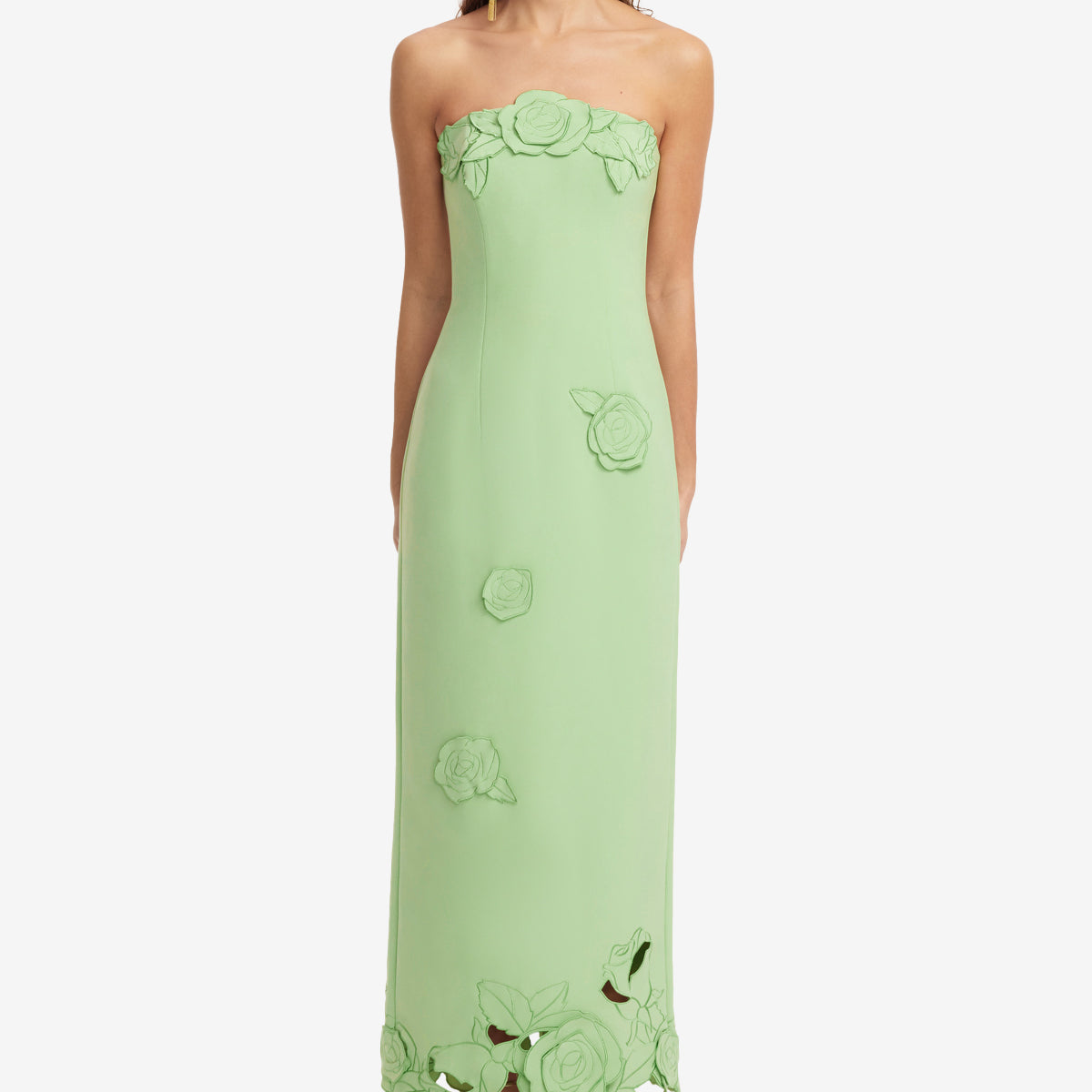 Rayna Appliqu Bustier Maxi Dress - Juniper Green LEO LIN Rayna Appliqu Bustier Maxi Dress - Juniper Green LEO LIN