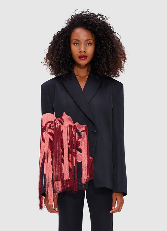 Exclusive Leo Lin Jocelyn Embroidered Split Blazer - Rose Print