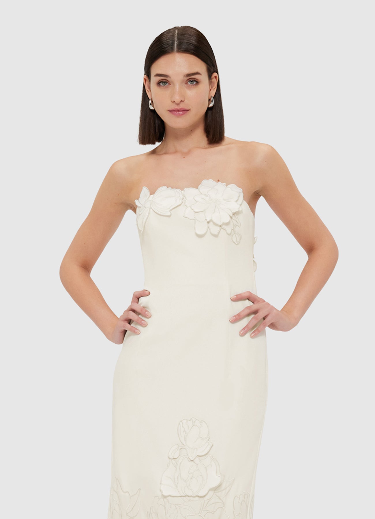 【Leo Lin】Rayna Applique Bustier Maxi Dress Rayna Appliqué Bustier Maxi Dress - Vanilla – LEO LIN