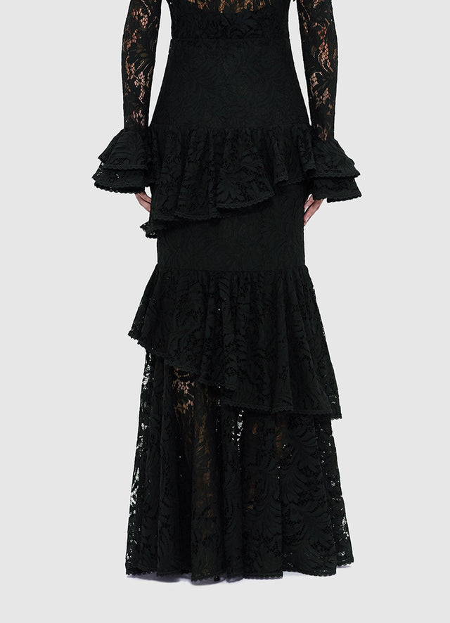 Exclusive Leo Lin Amaya Lace Maxi Skirt - Ebony