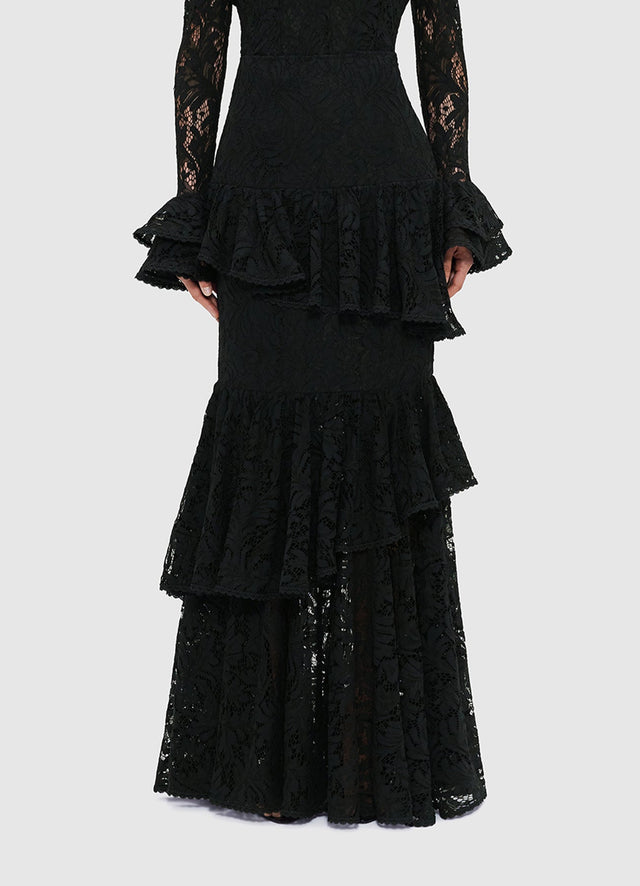 Exclusive Leo Lin Amaya Lace Maxi Skirt - Ebony