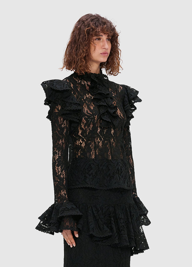 Exclusive Leo Lin Anna Lace Blouse - Ebony