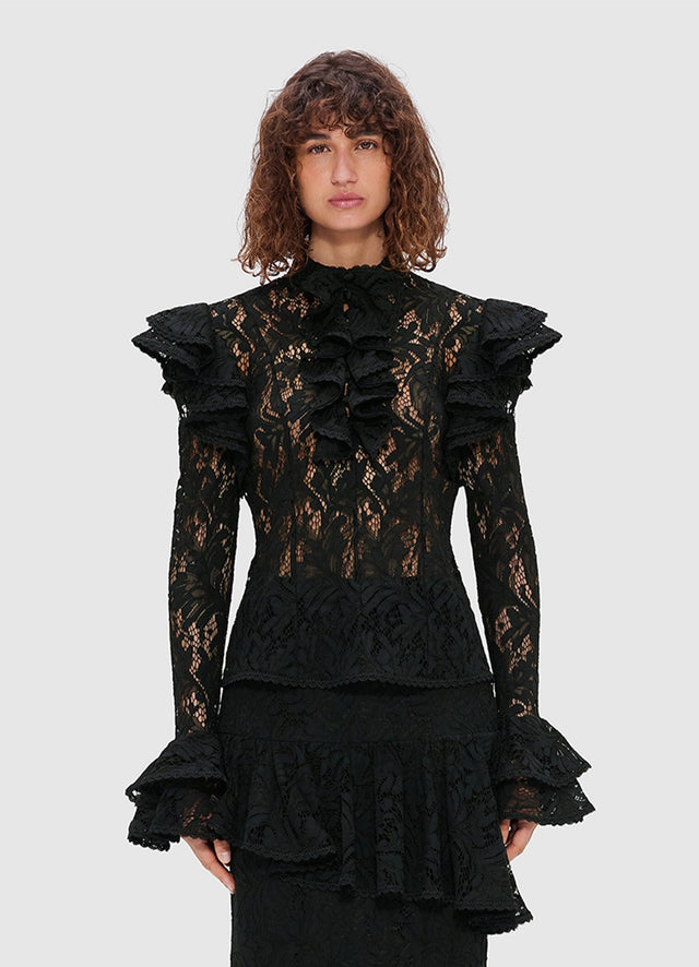 Exclusive Leo Lin Anna Lace Blouse - Ebony