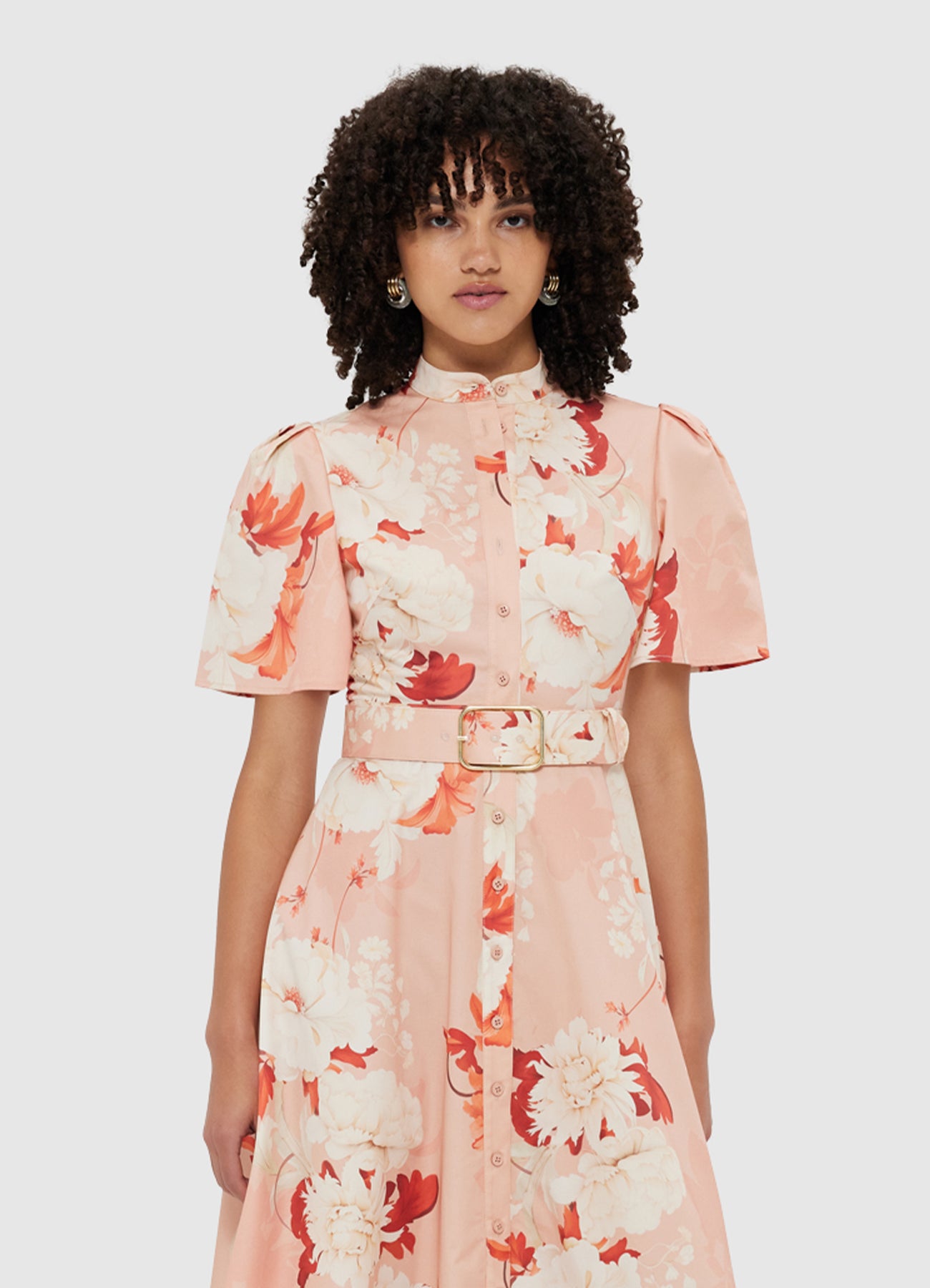 Bianca Short Sleeve Midi Dress - Peony Print – LEO LIN