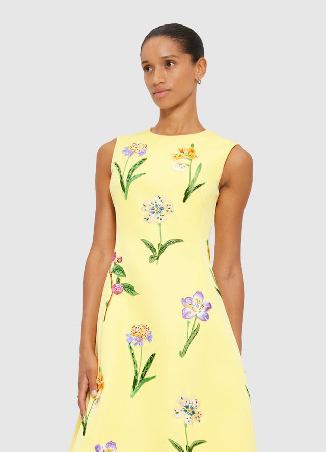 Exclusive Leo Lin Cleo Sleeveless Midi Dress in Wild Flower Print in Sorbet