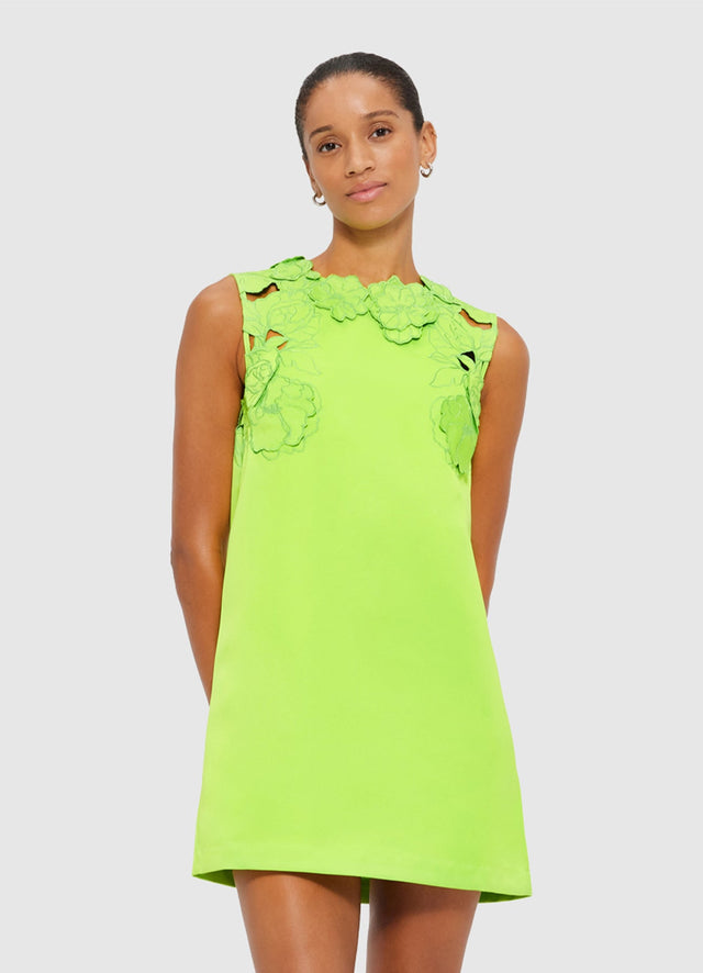 Exclusive LEO LIN Blair Appliqué Mini Dress in Lime