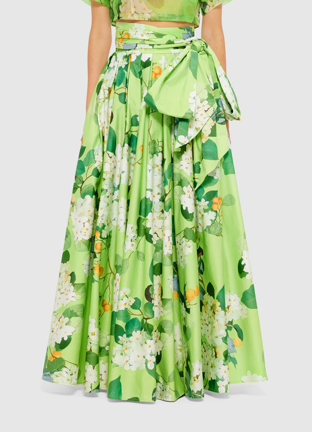 Exclusive Leo Lin Valerie Maxi Skirt in Hydrangea in Lime