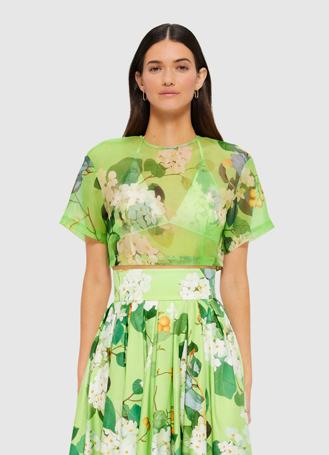 Exclusive Leo Lin Indie Sleeve Top in Hydrangea in Lime