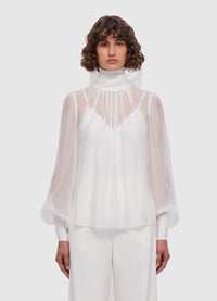 Exclusive Leo Lin Agna Silk Organza Blouse in Snow