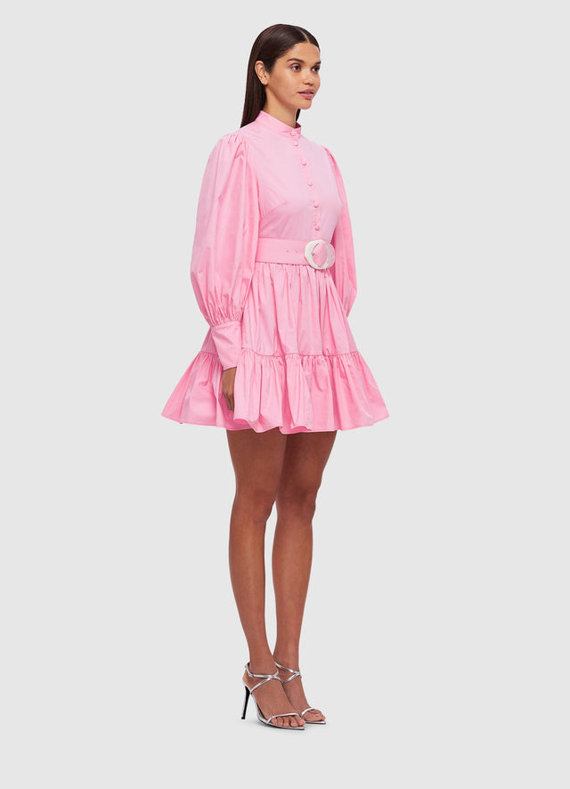 Exclusive Leo Lin Alexandra Belted Mini Dress in Bubblegum