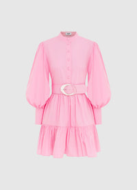 Exclusive Leo Lin Alexandra Belted Mini Dress in Bubblegum