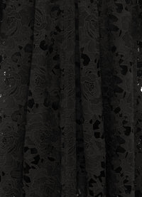 Exclusive Leo Lin Aliyah Lace Butterfly Sleeve Midi Dress-Ebony