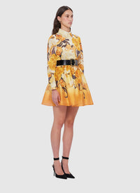 Exclusive Leo Lin Amira Belted Mini Dress in Adorn Print in Royal
