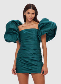 Brenda Puffy Sleeve Mini Dress - Teal