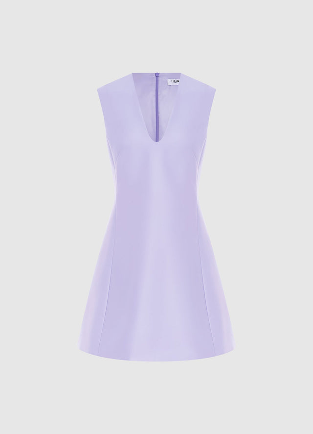 Exclusive Leo Lin Briana V Neck Mini Dress in Lilac