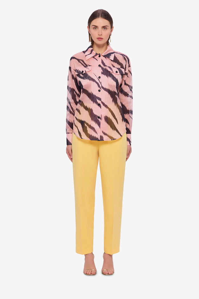 Brooklynn Linen Shirt - Tiger Print in Pink