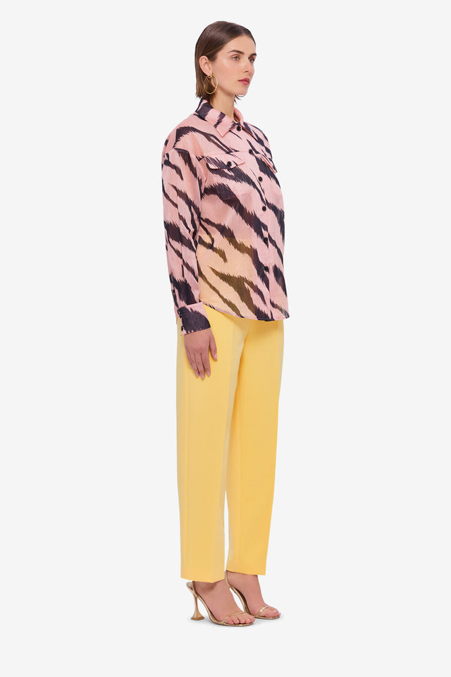 Brooklynn Linen Shirt - Tiger Print in Pink
