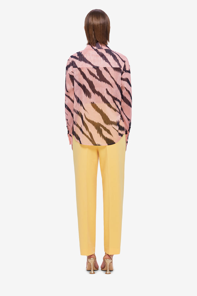 Brooklynn Linen Shirt - Tiger Print in Pink