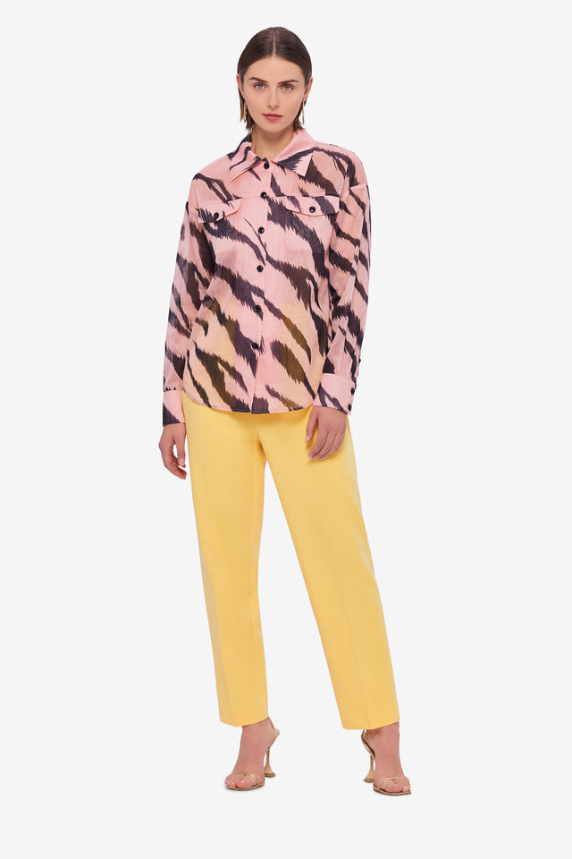 Brooklynn Linen Shirt - Tiger Print in Pink