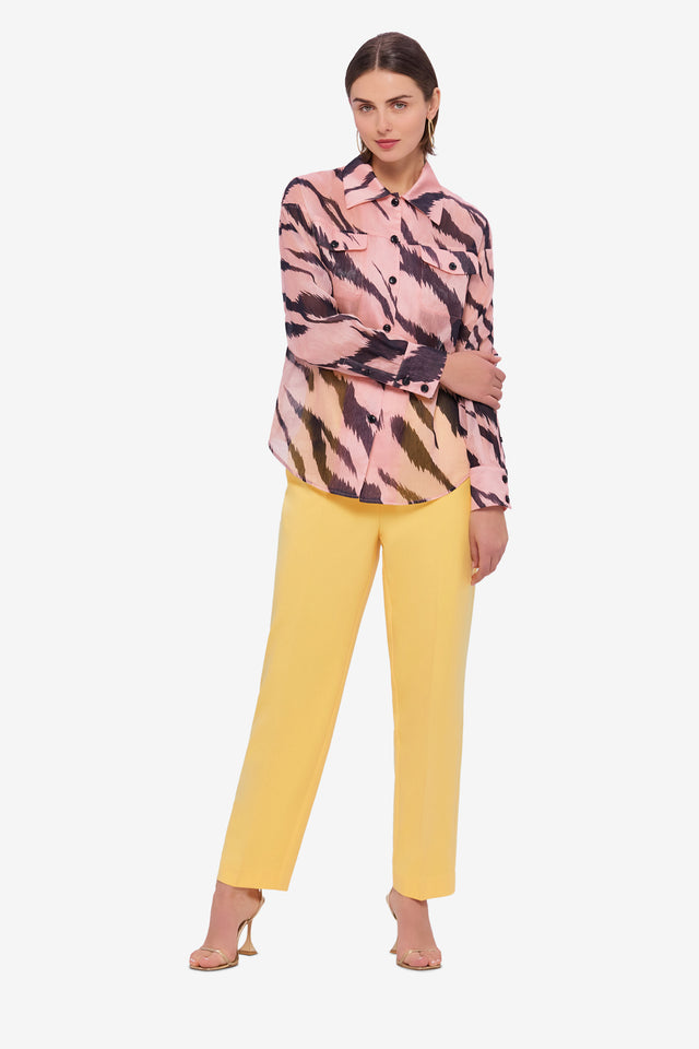 Brooklynn Linen Shirt - Tiger Print in Pink