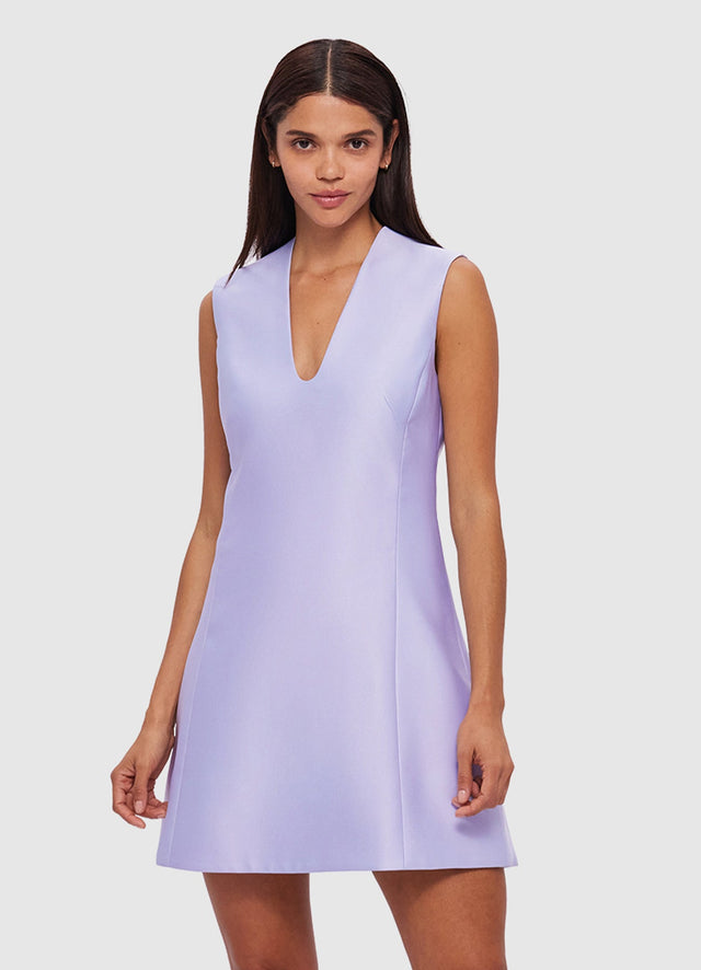 Exclusive Leo Lin Briana V Neck Mini Dress in Lilac