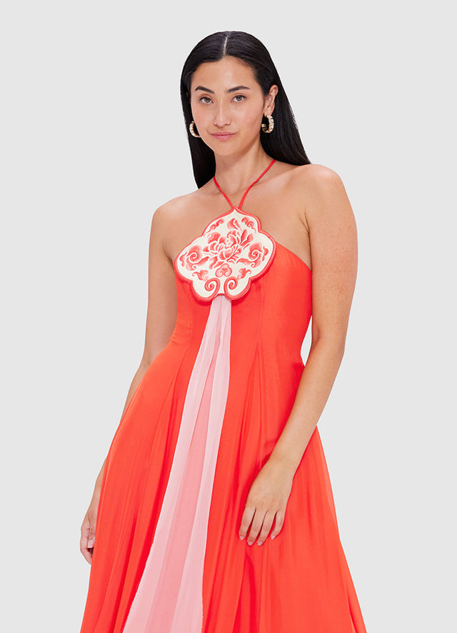 Exclusive Leo Lin Rui Maxi Dress in Fortune Red