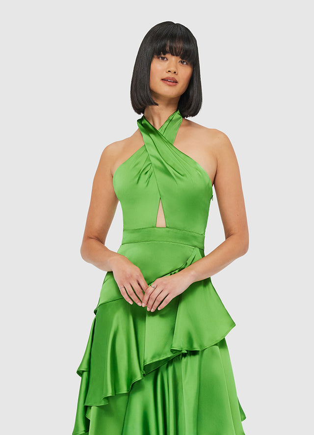 Exclusive Leo Lin Naomi Asymmetric Halterneck Dress in Tropical