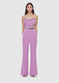 Exclusive Leo Lin Carmen Draped Jumpsuit in Lilac