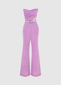 Exclusive Leo Lin Carmen Draped Jumpsuit in Lilac