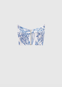 Chelsey Embroidered Bustier - Harmony Print in Porcelain