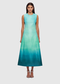 Exclusive Cleo Sleeveless Midi Dress in Ombre Aqua from LEO LIN