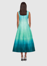 Exclusive Cleo Sleeveless Midi Dress in Ombre Aqua from LEO LIN