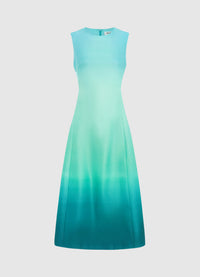 Exclusive Cleo Sleeveless Midi Dress in Ombre Aqua from LEO LIN