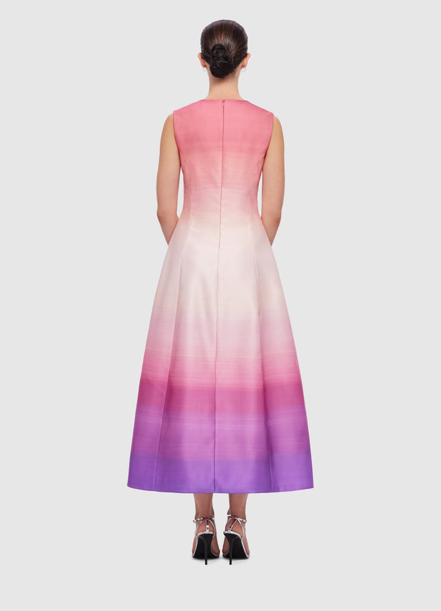 Exclusive Cleo Sleeveless Midi Dress in Ombre Coral from LEO LIN