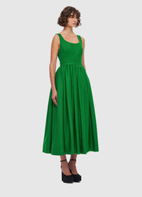 Exclusive Leo Lin Colleen Midi Dress in Forest