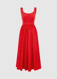 Exclusive Leo Lin Colleen Midi Dress in Scarlet
