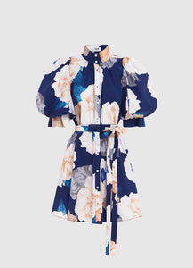 Eli Mini Dress - Rosebud Print in Navy