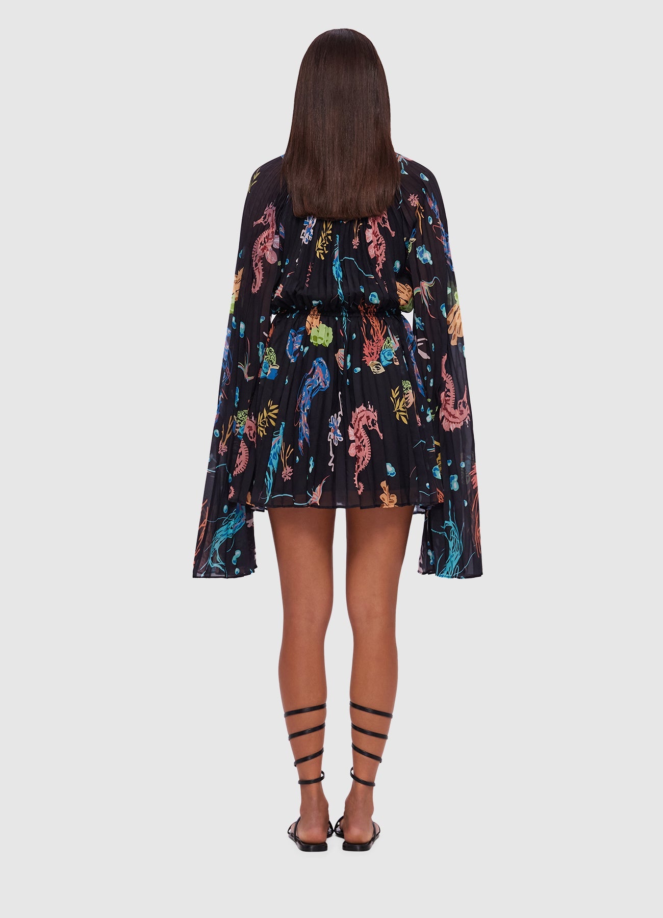 Evelyn Bell Sleeve Mini Dress - Twilight Print in Black | LEO LIN® Official  Website