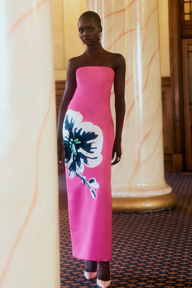 leo lin orchid dress Clemence Embroidered Split Maxi Dress