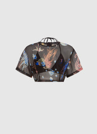 Exclusive Leo Lin Indie Sleeve Top in Twilight Print in Black 