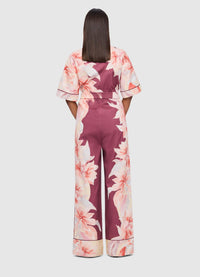 Jacie Shirt Jumpsuit - Orient Print in Hibiscus