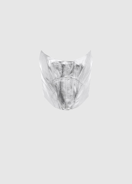 Joan Leather Bustier - Metallic