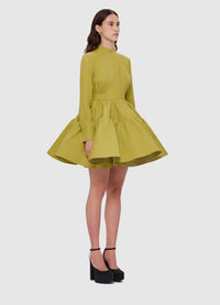 Exclusive Leo Lin Joyce Shirt Mini Dress in Chartreuse