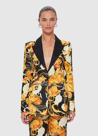 Exclusive Leo Lin Julianne Fitted Blazer in Adorn Print in Royal