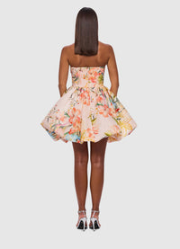 Katy Bustier Mini Dress - Opulent Print in Blush