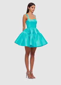 Exclusive Leo Lin Kaylee Structured Mini Dress in Turquoise
